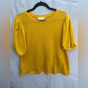 LC Lauren Conrad Yellow Boxy Blouse with Puff Sleeves